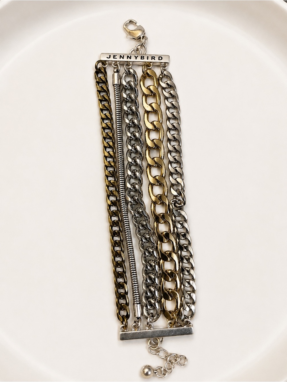 Jenny Bird Two-Tone Multi-Row Chain Bracelet in Silver & Gold